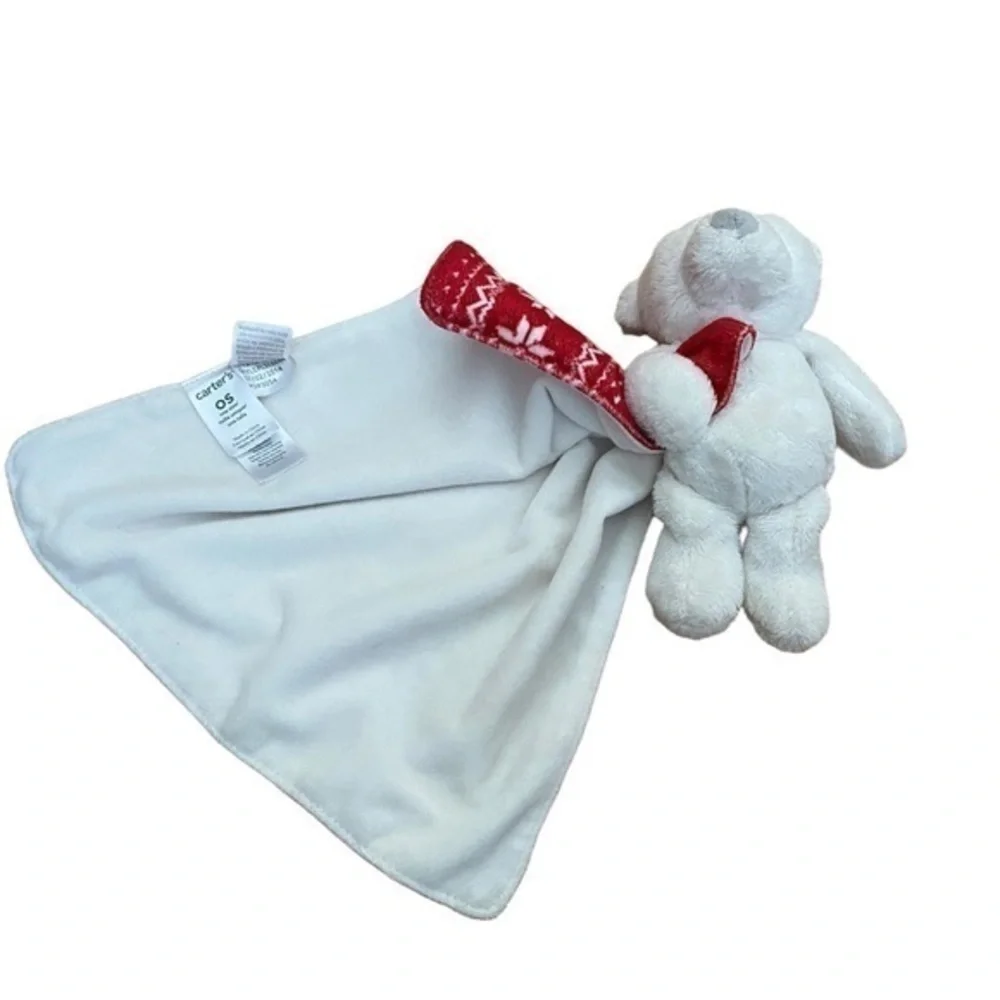 Carter’s Christmas Bear Lovey Baby Blanket Red (Bear Is Also Rattle)